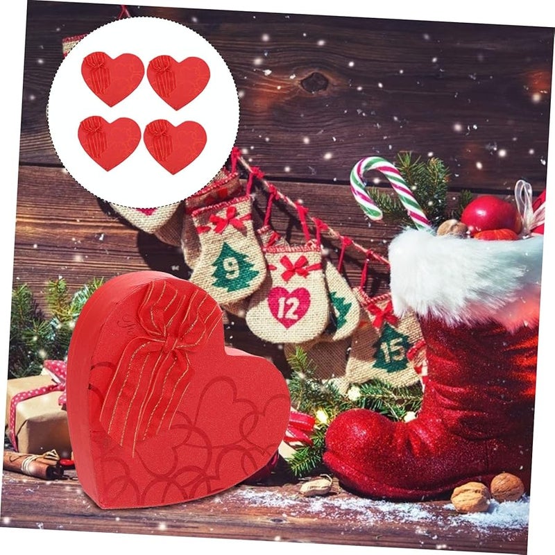 Healifty 4 Pcs Red Heart Shape Storage Box For Chocolate Jewelry Gift Packing - Image 2